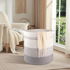 OIAHOMY 100L Laundry Hamper - Storage Basket with Handles, Decorative Woven Basket for Living Room, Toys Bin, Pillows, Blankets, Clothes - 19x21in - Gradient Gray
