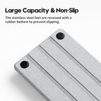 2 Pack Fast Drying Water Absorbing Diatomite Stone Mat Tray for Kitchen & Bathroom Counter - Instant Dry Sink Caddy Organizer - Vanity Holder for Soap, Sponge – Light Gray 10" x 4"