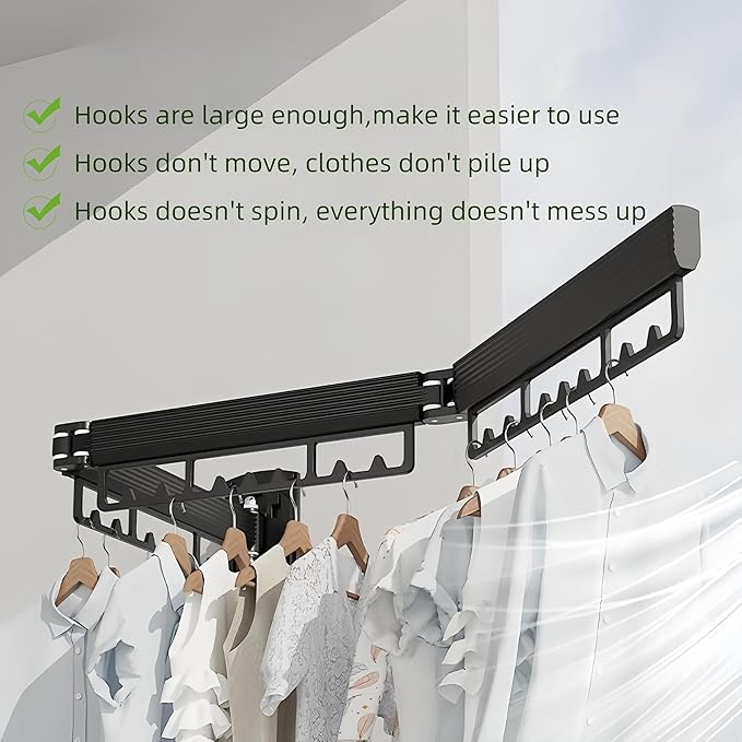 Mounted Wall Drying Rack, Laundry Hanger Dryer Rack, Laundry Hanger Rack, Wall Mounted Clothes Rack, Laundry Room Hanging Rack(Foldable/High-Bearing/Never Fall Off/Third Generation/White)
