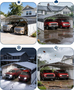 20x25FT Heavy Duty Metal Carport,Outdoor Portable Car Garage w/Led Light,Removable PE SideReinforced Base & Galvanized Steel Roof, Outdoor Car Port Canopy Shelter for Boats, Trucks