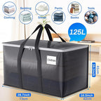 10 Pack Moving Bags Heavy Duty, Moving Boxes, Storage Bags with Zipper & Handles & Tag for College & Dorm Moving Supplies Grey Laundry Hamper Bag, Foldable Space-saving Totes (125L, Grey)