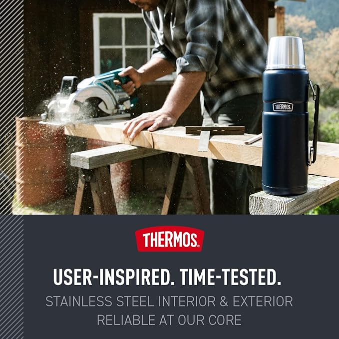 THERMOS Stainless King Vacuum-Insulated Beverage Bottle, 68 Ounce, Matte Steel