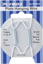 Plymor White Vinyl Finish Wall Mountable Plate Hanger, 2.25" H x 1.25" W x 0.375" D (for Plates 2" - 3")