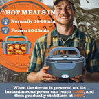 Buddew Electric Heated Lunch Box for Adults - 80W Fast Heating, 1.5L Food-Grade Stainless Steel, 12V/24V/110V Portable Food Warmer for Work Travel Car, Lonchera Electrica Portatil (Blue)