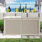 ROJIK Outdoor Storage Housing Deck Box,Waterproof Patio Furniture, Garden Tools, Cushions, Pool Accessories Storage Bench with Lockable Lid and Side Handles (Grey,320 Gallon)