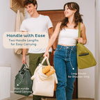 Nook Theory 3-Pack Reusable Grocery Bags - Heavy Duty, Large 12 Oz Cotton Canvas Reusable Shopping Bags With Pockets, 100% Cotton Cloth Grocery Totes, Foldable Multi Compartment (Sage)