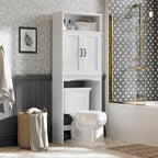 Over The Toilet Storage Cabinet, Over The Toilet Cabinet Bathroom with Adjustable Shelf and Double Door, Over The Toilet Storage for Bathroom Over The Toilet Organizer, White
