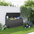 80 Gallon Outdoor Deck Box,Waterproof Resin Outdoor Storage Boxes, Outside Storage Lockable Container for Garden Tools,Indooor Cushions,Accessories (Black)