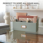 KIBAGA Stylish Linen Mail Organizer for Your Countertop – Easily Organizes Pens, Mail & More in Spacious Compartments on Any Desktop – The Perfect Desk Sorter for Paper & Office Essentials