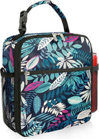 Small Lunch Box Insulated Lunch Bag for Men Women Kids, Reusable Lunch Bags Portable Small Lunch boxes Cooler Bag for School/Work/Picnic, Green Leaves 12-Can(6.5L)