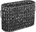 Black Toilet Paper Storage Basket,Large Free Standing Toilet Paper Organizer,Waterproof Narrow Wicker Basket for Bathroom,Under Sink,or Cabinet