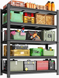Garage Shelving, 72" H x 45" W Heavy Duty Metal Shelves, 5-Tier Shelving Units and Storage, Easy to Assemble, Adjustable, Black, for Garage, Basement, Pantry & Warehouse, 16" D