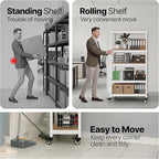 HOMEDANT House 5 Tier Heavy Duty Garage Shelving Adjustable Metal Rack Storage Shelves Standing Shelf Unit Organizers Pantry Closet Office (1, White, (Wheels) 36.2" W x 16.2" D)