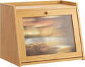 GHWIE Large Bread Box, Easy Access & Cleaning - Bamboo Bread Box for Kitchen Countertop with Acrylic Door (Natural, Large)