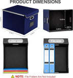 Collapsible File Box with Lid & Plastic Slide - Hanging Document Organizer for Office/Home, 14.96x12.6x10.83 Inch,Dark Blue, 2 Pack (No Folders Included)