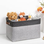 DULLEMELO Fabric Storage Basket for Shelves/Closets, Collapsible Rectangle Basket for Organizing Clothes, Toys, Towels, Books, Laundry, Nursery, Dog Toy Basket Empty (Black&Gray)