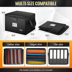 DEEGO Fireproof Document Box, Water-Resistant File Organizer Box with Lock for Document Safe, Collapsible File Organizer with Handle, Filing Cabinets for Home Office for Hanging Letter/Legal Folder