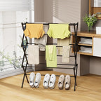 Drying Rack Clothing, 3-Tier Clothes Drying Rack Foldable Use for Indoor & Outdoor Antirust Laundry Drying Rack Collapsible Black 28" L x 35" H x 10" W