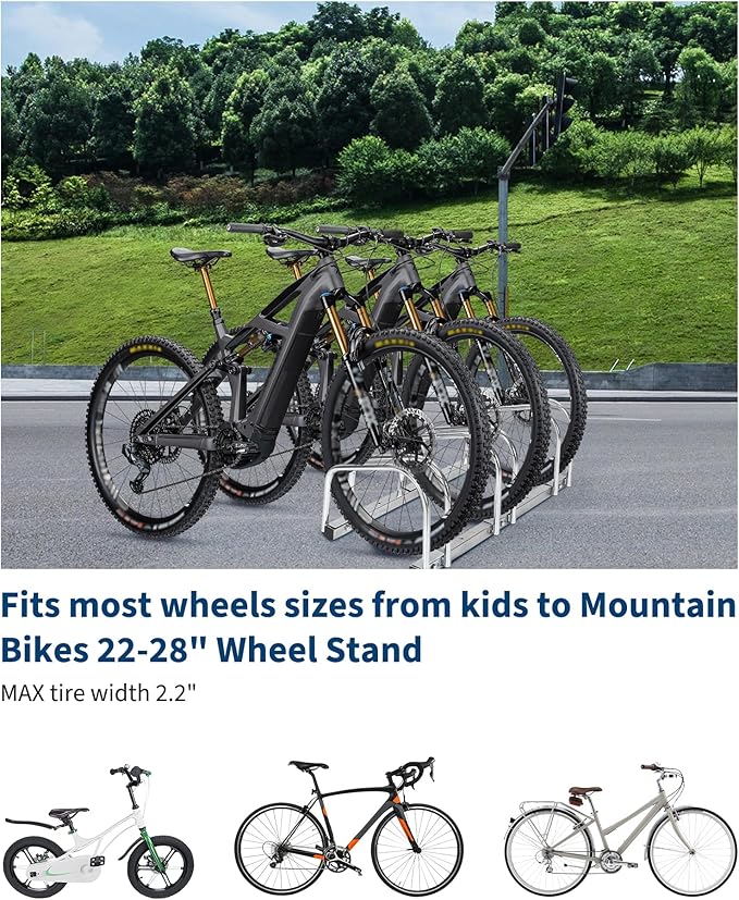 Freestanding Bike Floor Stand, Heavy Duty Bicycle Parking Rack for Garage Home Indoor Outdoor, Bike Storage Organizer Fits 22-28 Inch Wheels & 2.2 Inch Tire Width