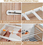 Expandable Closet Shelf Wall-Mounted Metal Storage Rack Adjustable Closet Rod DIY Divider Separator Space Saving for Cabinet Wardrobe Cupboard Kitchen Pantry Cupboard, 31.4-42 Inches