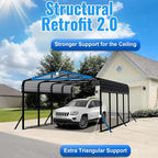 12x20 FT Heavy Duty Metal Carport Kit, Reinforced Frame Carport with Anchors, for Trucks, Boats, RV, Tractor, 100MPH Wind & 35PSF Snow Rating, Easy Assembly