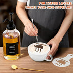 Coffee Syrup Dispenser for Bar, Glass Syrup Bottle with Pump, Coffee Pump Dispenser Bottle with Tray, Spoon for Station,16.9 oz, 500 ml