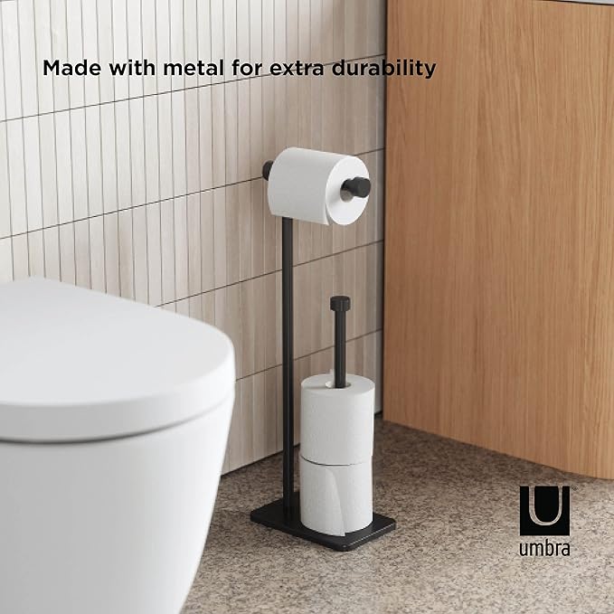 Umbra Cappa Toilet Paper Holder & Reserve, Black