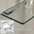 SAYAYO Floating Glass Shelves for Bathroom, Tempered Glass Shelf for Wall 15 x 5 Inch 1 Pcs, Clear
