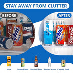 Drink Organizer for Fridge, Soda Can Organizer Dispenser for Refrigerator with Automatic Pusher Glide, Width Adjustable Clear Dividers Can Holder for 30 Cans, 15''D x19''W, 6 Rows