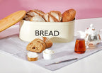 RoyalHouse Premium Metal Bread Box with Bamboo Lid, Stainless Steel Large Bread Bin Storage Container And Organizer for Kitchen Countertop, Vintage Style Kitchen Decor