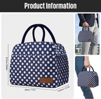 Lunch Bag Women/Men Lunch Box Women/Men (Blue+White dots)