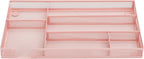 Annova Desk Drawer Organizer Tray for Office Organization - Metal Mesh - Storage Tray with Dividers for Pens, Desktop Accessories, Bathroom, Kitchen, Makeup and Office Supplies (Small, Light Pink)