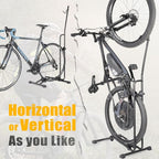 CyclingDeal Upright Bike Stand - Premium Quality Vertical & Horizontal Adjustable Bicycle Floor Parking Rack - for Storing MTB Road Bikes - up to 29” Wheel Size - for E Bike - 1 Bike