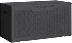Greesum Outdoor Storage Box 100 Gallon Storage Bin with Lid for Patio Furniture, Garden Tools, Pool Supplies, Lockable, Waterproof and UV Resistant, Black