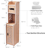 Doxo Waterproof Toilet Paper Holder Behind Toilet Storage Cabinet for Restroom, Slim Toilet Paper Storage with Lid (0ak)