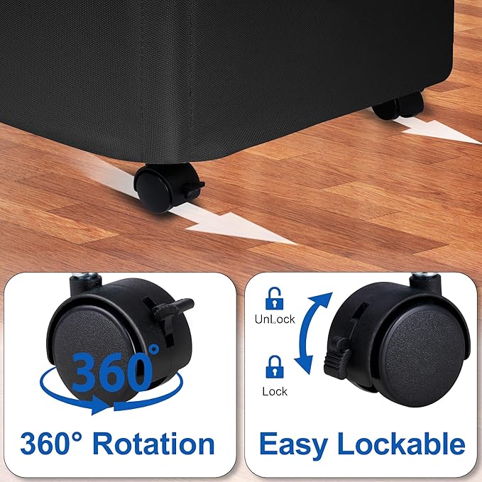 Slim Laundry Hamper with Lid and Wheels, Small Rolling Laundry Basket with Handle for Small Spaces, Tall Dirty Clothes Hampers for Dorm, Bathroom and Bedroom, 95L Black