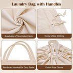Cotton Canvas Laundry Bag 33"Wx 35"H, Thick Cotton Laundry Bag with Handles & Drawstring, Extra Large Heavy Duty Washable Basket Liner Hamper Liner Storage Sack (Natural XL, 1 Pack)