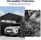 10x15FT Heavy Duty Metal Carport, Outdoor Carport Canopy with Galvanized Steel Roof and Reinforced Base,Removable Sidewalls & Door, Garage Shelter Shade for Cars,Trucks, Boats, Gray