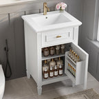 20 in Small Bathroom Vanity with Sink,Soft Closing Door,Tilt-Out Drawer and Adjustable Shelf,Solid Wood Modern Single Bathroom Sink Cabinet,Freestanding (White)