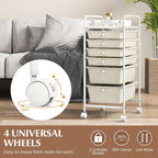 GOFLAME 6-Drawer Rolling Storage Cart, Multifunctional Art Supply Organizer Cart, Mobile Utility Storage Cart with Removable Drawers & Lockable Wheels, Craft Cart for Home Office, White