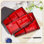 2 Pcs 12 x 9.5 x 2.2 Inch Japanese Lunch Box 6 Compartments Divided Bento Box with Greaseproof Adult Japanese Bento Lunch Container Sushi Home Restaurant