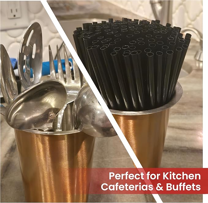 Stainless Steel Solid Flatware Utensils Holder, Caddy, Crock, Cylinder Cutlery Organizer for Kitchen Countertop (Stainless Steel)