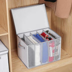 Univivi Large Size Wardrobe Clothes Organizer, 5 Grids Sweater Organizer for Closet with Handles, Support Boards and Lids, Foldable Closet Organizers for Sweaters, Pants, T-shirt, Hoodie- 4 Pack