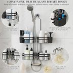 Shower Caddy Hanging for Bathroom Organizers and Storage - 3-Tier Adjustable Anti-Swing Shower Organizer Hanging with Heavy-Duty Suction Cups, Damage-Free Rustproof (Black)