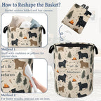 Funny Adventure Bear Forest Laundry Basket,Oxford Cloth Laundry Hamper With Handle Foldable Portable Clothes Storage Basket for Laundry Room/Bedroom/Bathroom 20.8"x16"