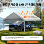 VEVOR Carport Replacement Canopy Cover 13 x 20 ft, Garage Top Tent Shelter Tarp Heavy-Duty Waterproof & UV Protected, Easy Installation with Ball Bungees,Grey (Only Top Cover, Frame Not Include)