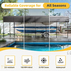 EROMMY 14'x30' RV Carport, Heavy Duty Car-Port with Reinforced Metal Frame, Weather-Resistant Galvanized Steel Roof Shelters, Outdoor Car-Shed for RV, 2 Vehicles, Truck, Boat and SUV, Gray