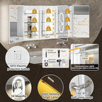 54x32 Lighted Medicine Cabinet Mirror with Magnifying & Night Lamp, 155° Soft-Close Hinge, Surface or Recessed Medicine Cabinet with Lights & Outlet, GFCI,Time Display& Inner Light,Hardwired