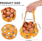 Egg Collecting Basket, Canvas Egg Basket for Gathering with 7 Pouches for Chicken, Duck, Goose, Bird, Various Poultry Collection (Yellow chicken)