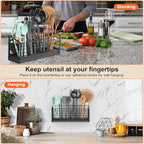 Extra Large Utensil Holder for Kitchen Counter, Kitchen Cooking Utensil Holder Organizer Kitchen Utensil Racks with Drying Base Cooking Tools Storage for Countertop Sink Cutlery Holder, 4 Compartments